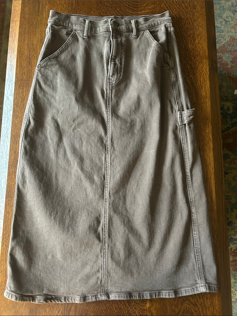 a.n.a High-Rise Straight Jean Skirt in Taupe